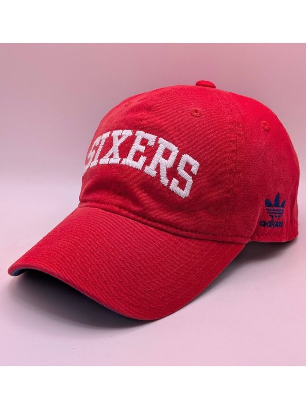 Adidas Philadelphia 76ers SIXERS Hat Strap Back Cap Red NBA Basketball Vintage